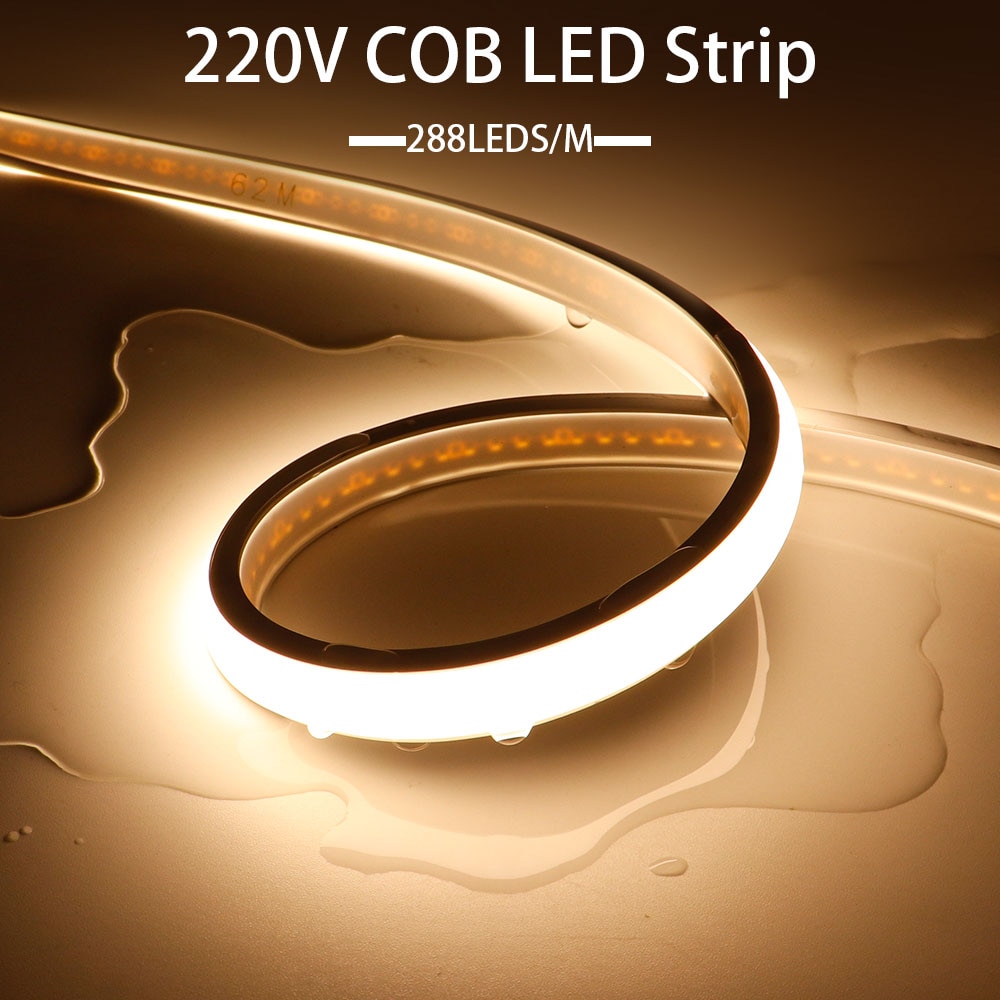 COB LED Ʈ , ε巯  , IP67 ,    EU  ÷ , 50m 288LED/M, AC220V